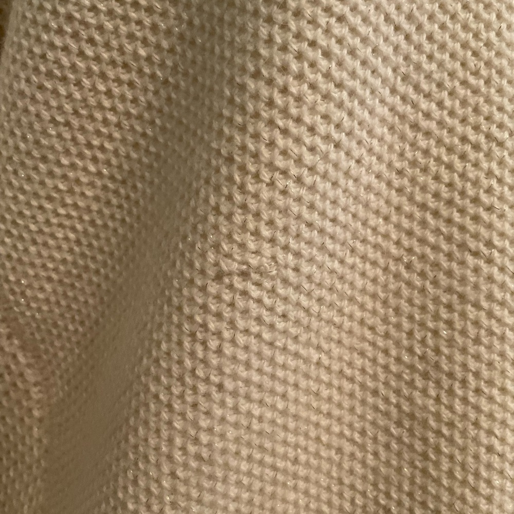 Tory Burch Cream Sweater with Gray Logo & Shimmery gold threading - Picture 16 of 16